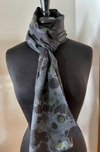 Load image into Gallery viewer, Black Stone Pattern Water Marbled Habotai Silk 14x72.