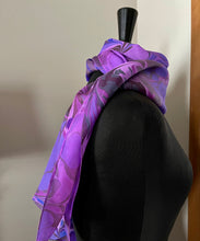 Load image into Gallery viewer, Purple Pink Marbled over hand dyed silk.  One of a kind!