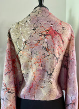 Load image into Gallery viewer, Orange Italian Vein Shawl 72x22” Water marbled silk