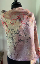 Load image into Gallery viewer, Orange Italian Vein Shawl 72x22” Water marbled silk