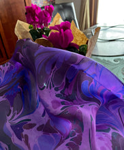 Load image into Gallery viewer, Purple Pink Marbled over hand dyed silk.  One of a kind!