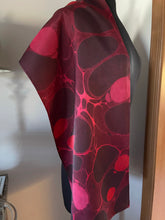 Load image into Gallery viewer, Red stone marbled Charmeuse Silk 72x14” bold fun. This beautiful silk makes a unique dresser cover and scarf