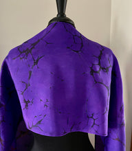 Load image into Gallery viewer, Purple Burgundy Blue Italian vein Water Marbled Habotai Silk 14x72.