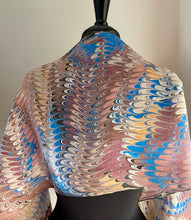 Load image into Gallery viewer, Vintage blue brown beige combed pattern  Habotai Silk