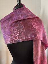 Load image into Gallery viewer, Multidyed bouquet.  Water Marbled Habotai Silk 14x72.