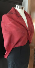 Load image into Gallery viewer, Water marbled Infinity Scarf/Shrug Silk Red