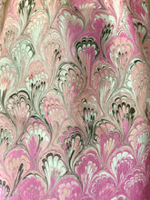 Load image into Gallery viewer, Barbie Pink bouquet  water marbled 8mm Habotai silk.  Hang on the wall, use as a table runner or wear this unique piece