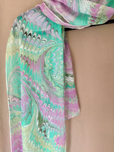 Load image into Gallery viewer, Purple Green Combed Soft Chiffon Silk 68x14"