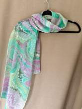Load image into Gallery viewer, Purple Green Combed Soft Chiffon Silk 68x14"