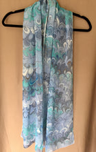 Load image into Gallery viewer, Blue green bouquet Soft Chiffon Silk 68x14"