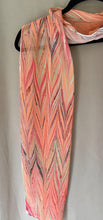 Load image into Gallery viewer, Orange green chevron Soft Chiffon Silk 68x14"