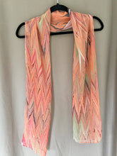 Load image into Gallery viewer, Orange green chevron Soft Chiffon Silk 68x14"