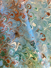 Load image into Gallery viewer, Blue Brown Bouquet Patterned Habotai Silk 14x72"