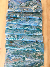 Load image into Gallery viewer, Blues Combed Patterned Habotai Silk 14x72"