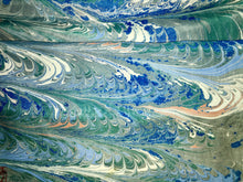 Load image into Gallery viewer, Blue Combed Swirl Patterned Habotai Silk 14x72"