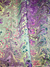 Load image into Gallery viewer, Purple Blue Green Bouquet Patterned Habotai Silk 14x72"