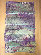 Load image into Gallery viewer, Purple Blue Green Bouquet Patterned Habotai Silk 14x72"