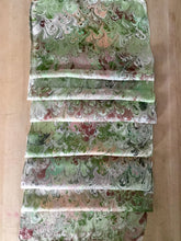 Load image into Gallery viewer, Green Beige Bouquet Patterned Habotai Silk 14x72"