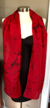Load image into Gallery viewer, Tokyo  Red & Black Italian Vein, a Classic !  14"x72" Habotai silk, complete with scarf tying guide and picture postcard