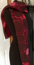 Load image into Gallery viewer, Tokyo  Red & Black Stone Pattern  14"x72" Habotai silk, comes gift wrapped with scarf tying guide and picture postcard