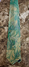 Load image into Gallery viewer, Silk Tie 4” Green beige water marbled