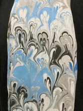 Load image into Gallery viewer, Blue bouquet  water marbled 8mm Habotai silk.  Hang on the wall, use as a table runner or wear this unique piece