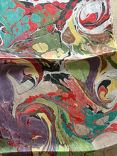 Load image into Gallery viewer, Green purple gray marbled Habotai Silk 14x72"