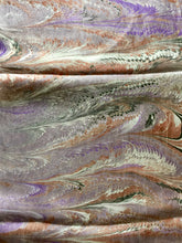 Load image into Gallery viewer, Purple brown black and white Combed Swirl Patterned Habotai Silk 14x72"