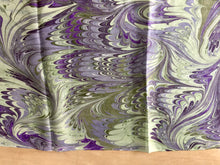 Load image into Gallery viewer, Elegant green and purple combed pattern 14x72”  Habotai Silk