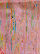 Load image into Gallery viewer, Pink and orange marbled Habotai Silk 14x72"