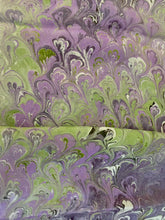Load image into Gallery viewer, Purple Green Bouquet Patterned Habotai Silk 14x72"
