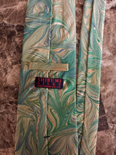 Load image into Gallery viewer, Silk Tie 4” Green beige water marbled