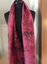 Load image into Gallery viewer, Tokyo  Red & Black Bouquet, a Classic !  14"x72" Habotai silk, comes gift boxed with scarf tying guide and picture postcard