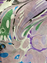 Load image into Gallery viewer, Lavender, Green and Turquoise 21x21 Square Habotai silk. For your hair, neck, as a pocket square, or to accessorize your dog.