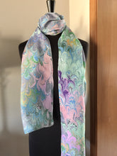 Load image into Gallery viewer, Multicolored pink, green, blue, purple and orange Bouquet Patterned Habotai Silk