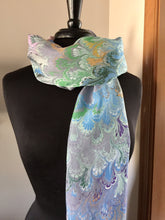 Load image into Gallery viewer, Multicolored pink, green, blue, purple and orange Bouquet Patterned Habotai Silk