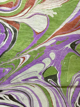 Load image into Gallery viewer, Purple green marbled Habotai Silk 14x72"