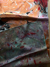 Load image into Gallery viewer, Double-Sided Multicolored Marbled and Swirl-Combed Tokyo Habotai Silk 14x72"