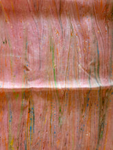 Load image into Gallery viewer, Pink and orange marbled Habotai Silk 14x72"