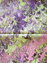 Load image into Gallery viewer, Purple, green, pink and black Bouquet Habotai Silk 14x72"