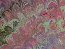Load image into Gallery viewer, Purple and Green with Red accent Bouquet Patterned Habotai Silk 14x72"
