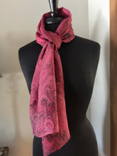 Load image into Gallery viewer, Tokyo  Red & Black Bouquet, a Classic !  14"x72" Habotai silk, comes gift boxed with scarf tying guide and picture postcard