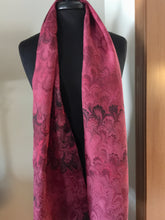 Load image into Gallery viewer, Tokyo  Red & Black Bouquet, a Classic !  14"x72" Habotai silk, comes gift boxed with scarf tying guide and picture postcard