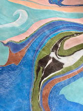 Load image into Gallery viewer, Multicolored: Blue, Turquoise, Pink, Green, 21x21 Square Habotai silk.