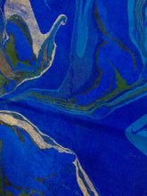 Load image into Gallery viewer, Versatile Blue, Bronze 21x21 Square Habotai silk. For your hair, as a neckerchief, pocket square, or accessorize your dog.