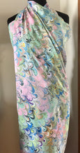 Load image into Gallery viewer, Rainbow Bouquet Sarong Wrap 44x70 water marbled Habotai Silk.