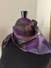 Load image into Gallery viewer, Purple stone 21x21 Square Habotai silk. Wear this unique piece in your hair, as a neckerchief, pocket square, or accessorize your dog.