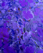 Load image into Gallery viewer, Purple floral 21x21 Square Habotai silk. Wear this unique piece in your hair, as a neckerchief, pocket square, or accessorize your dog.
