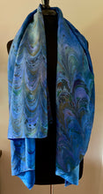 Load image into Gallery viewer, Blue Comb Habotai Silk 35x57 Sarong Wrap
