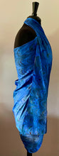 Load image into Gallery viewer, Blue Comb Habotai Silk 35x57 Sarong Wrap
